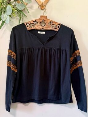 Madewell Embroidered Long Sleeve Top – Size S